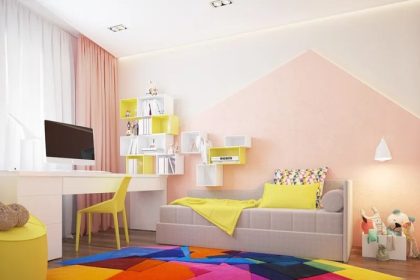 Inspirasi desain kamar anak dengan tema warna cerah dan modern