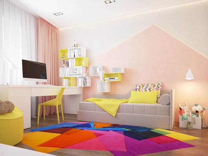 Inspirasi desain kamar anak dengan tema warna cerah dan modern