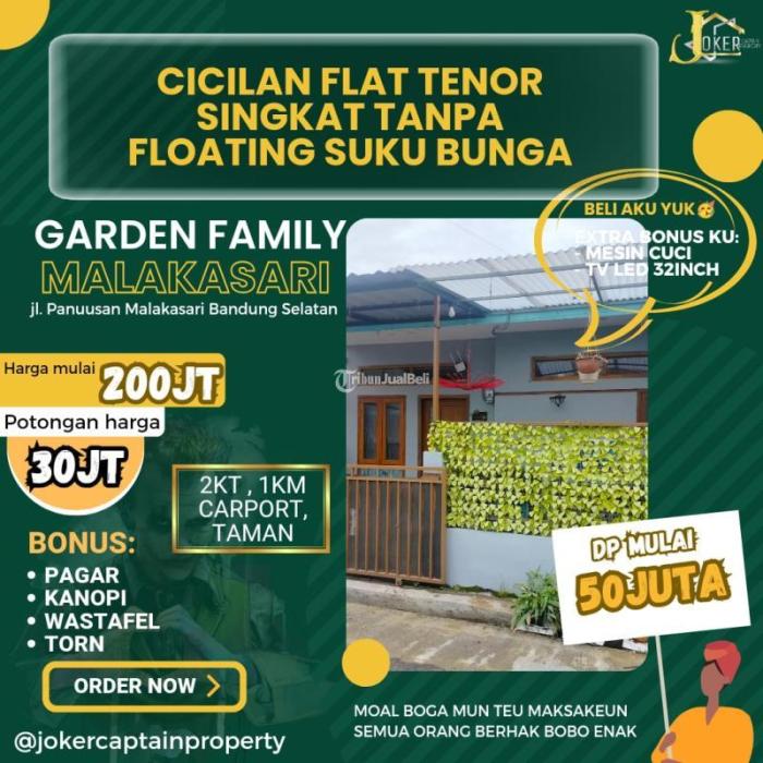 Dijual Rumah Murah KPR Tanpa Ribet Tipe 30/50 2KT 1KM Garden Family ...