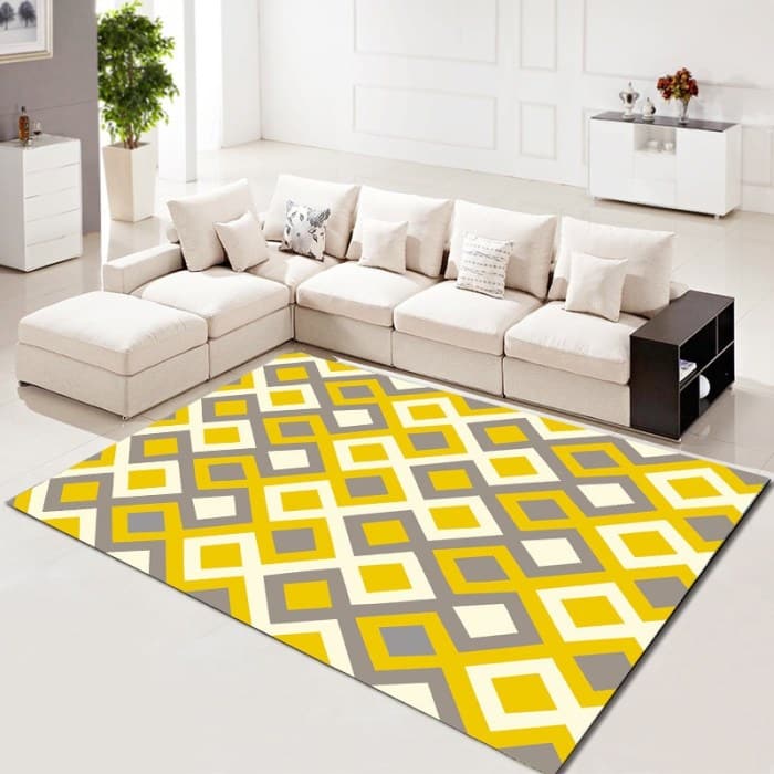 Tren karpet rumah minimalis dengan motif geometris
