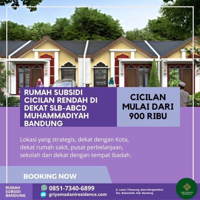 Subsidi perumahan bandung murah cicilan ringan dicicil dijual rumah jualo hunian