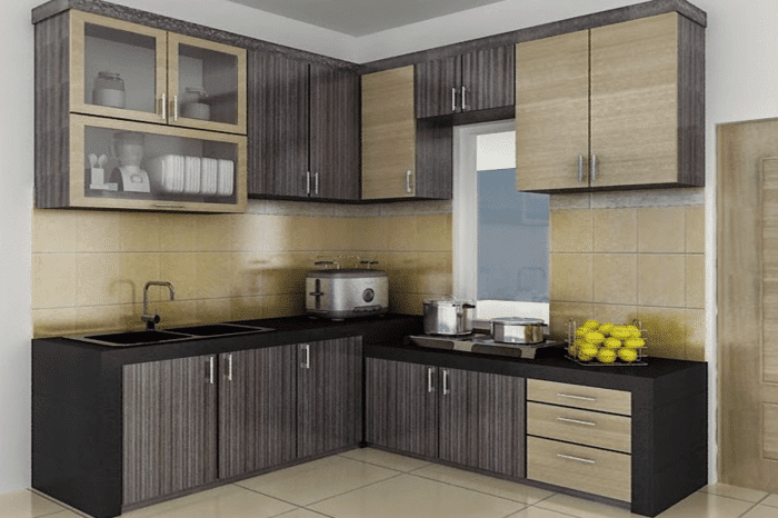 Dapur minimalis desain contoh sederhana modular ide warna lengkap mewah kecil bata batu dekorasi kreasi ekspose memanjakan cokelat
