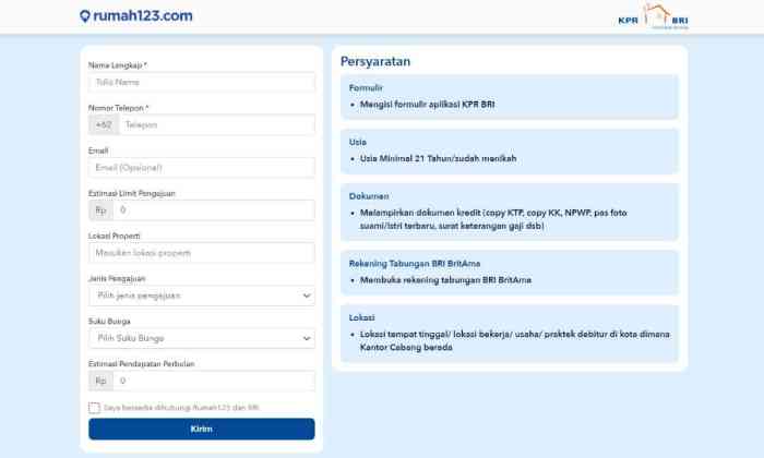 Cara mengajukan KPR bank BRI