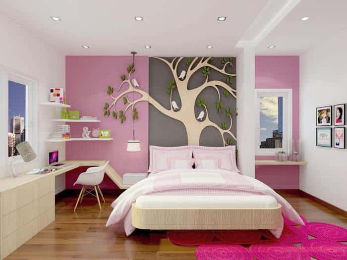 Kamar perempuan minimalis tidur hiasan dinding dekorasi bantal ngetrend awan hujan dekor teahub