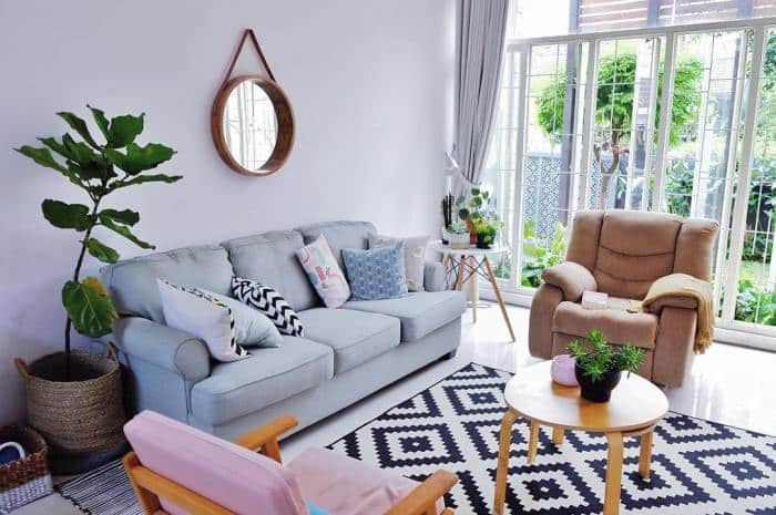 Ruang tamu minimalis desain kecil biru bonitas salas ukuran sala banget kekinian bandung 3x4 mungil rumah123 trik supaya lapang dapur